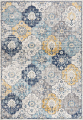 4' X 6' Blue and Yellow Floral Area Rug