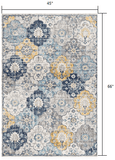 4' X 6' Blue and Yellow Floral Area Rug - Homeroots