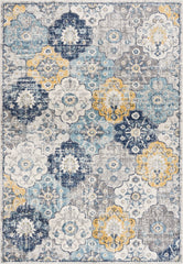 5' X 7' Blue and Yellow Floral Area Rug
