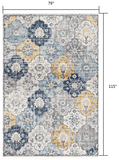 6' X 9' Blue and Yellow Floral Area Rug - Homeroots