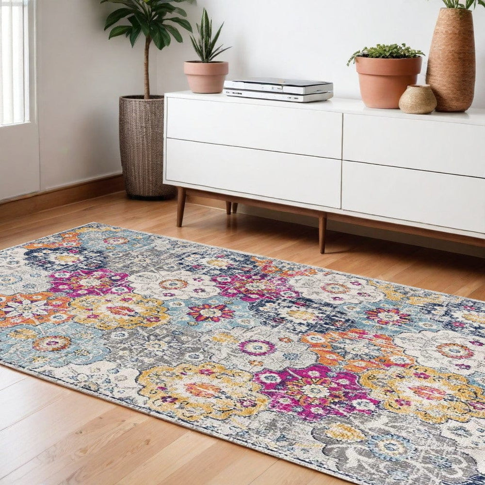 12' X 18' Rust Floral Washable Non Skid Area Rug - Homeroots