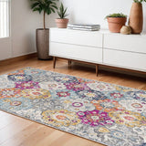 12' X 18' Rust Floral Washable Non Skid Area Rug - Homeroots
