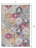 10' Runner Blue and Ivory Floral Runner Rug - Homeroots