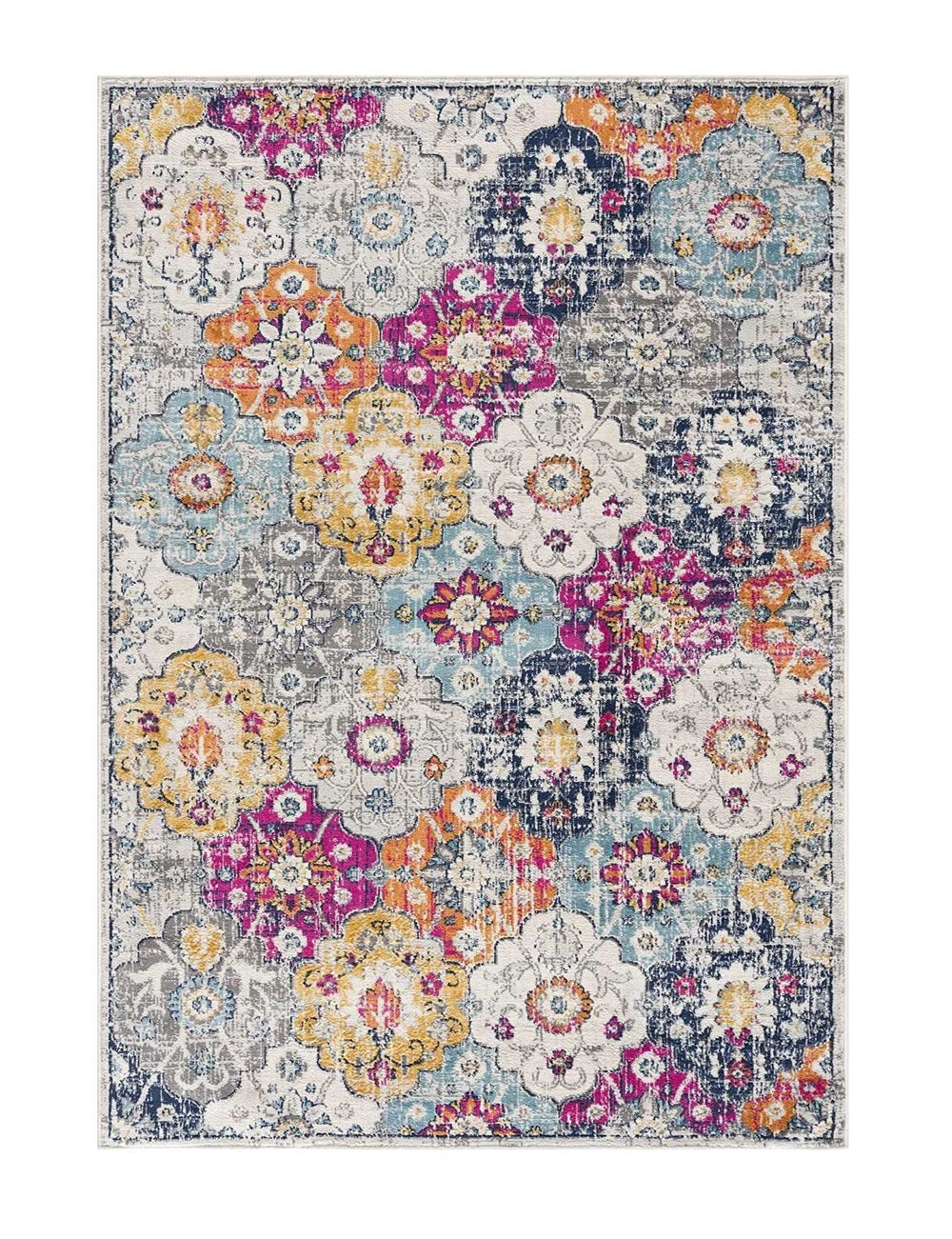 13' Runner Blue and Ivory Floral Runner Rug - Homeroots - Flyclothing LLC