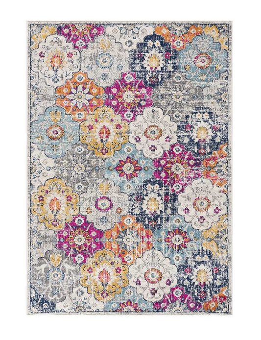 13' Runner Blue and Ivory Floral Runner Rug
