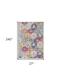 20' Runner Blue and Ivory Floral Runner Rug - Homeroots