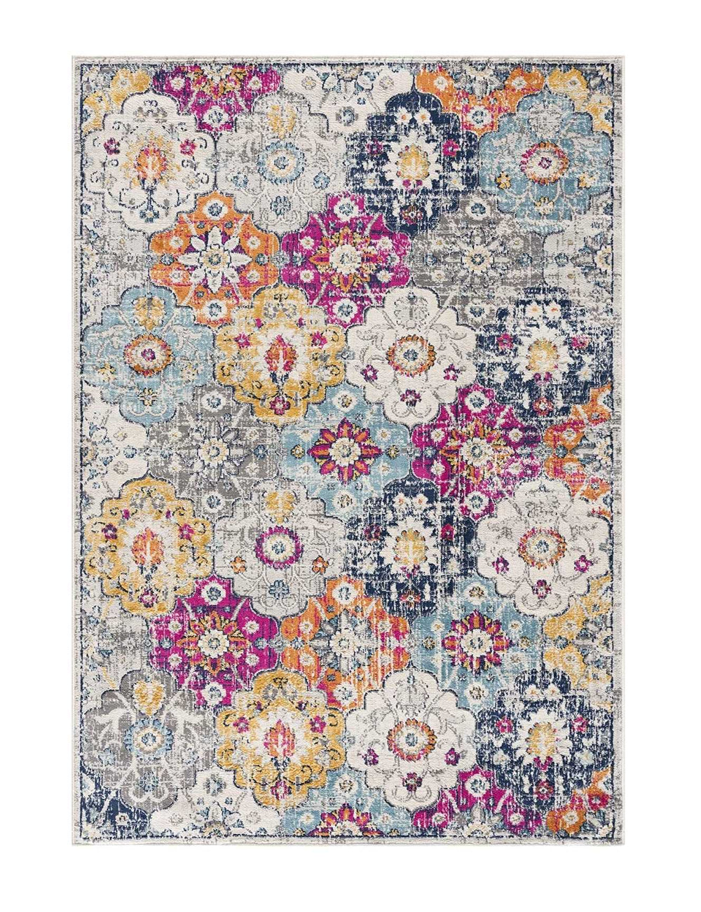 20' Runner Blue and Ivory Floral Runner Rug - Homeroots