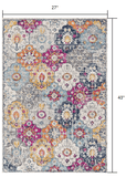 2' X 4' Blue and Ivory Floral Area Rug - Homeroots