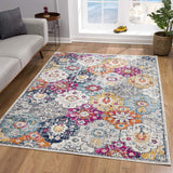 2' X 5' Blue and Ivory Floral Area Rug - Homeroots - Flyclothing LLC