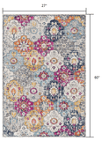2' X 5' Blue and Ivory Floral Area Rug - Homeroots