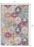6' Runner Blue and Ivory Floral Area Rug - Homeroots