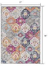 8' Runner Blue and Ivory Floral Runner Rug - Homeroots - Flyclothing LLC