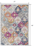 8' Runner Blue and Ivory Floral Runner Rug - Homeroots