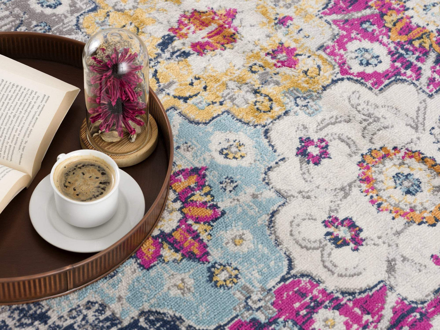 4' X 6' Blue and Ivory Floral Area Rug - Homeroots - Flyclothing LLC