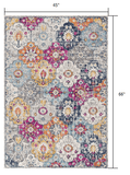 4' X 6' Blue and Ivory Floral Area Rug - Homeroots