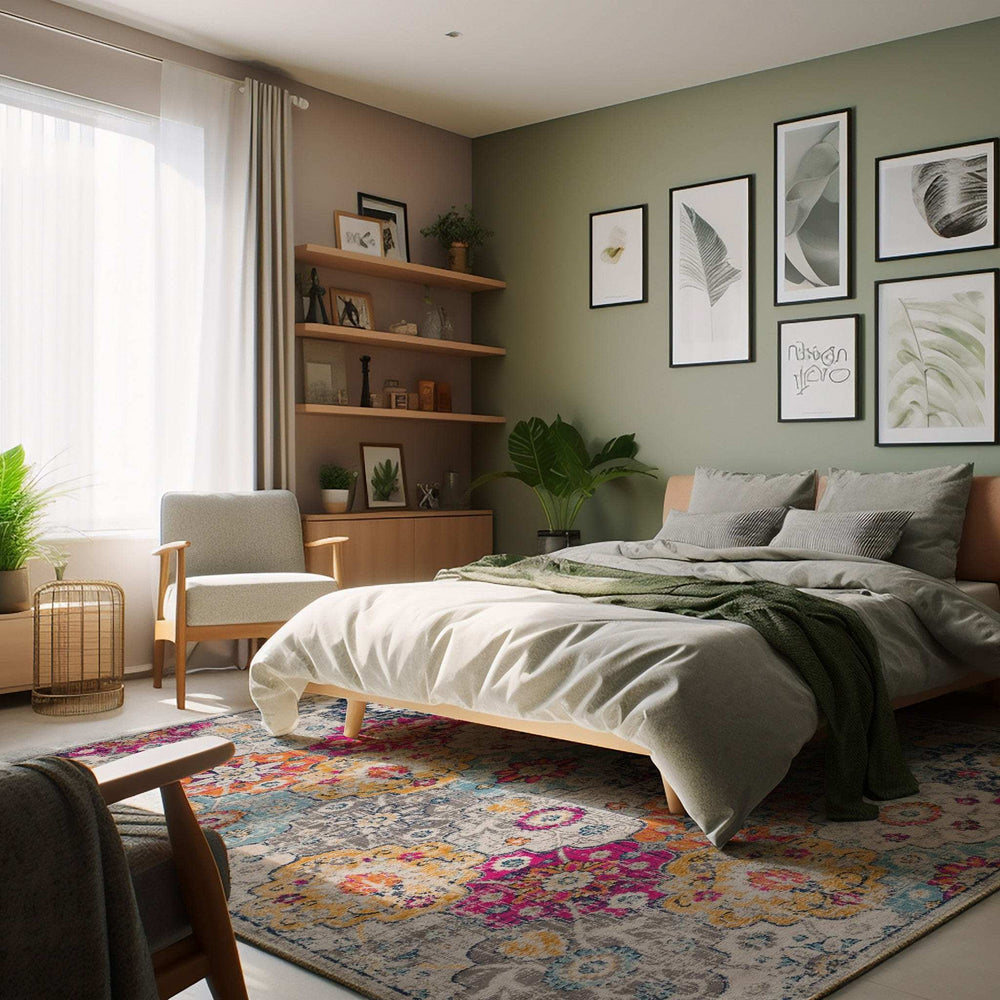 4' X 6' Blue and Ivory Floral Area Rug - Homeroots - Flyclothing LLC