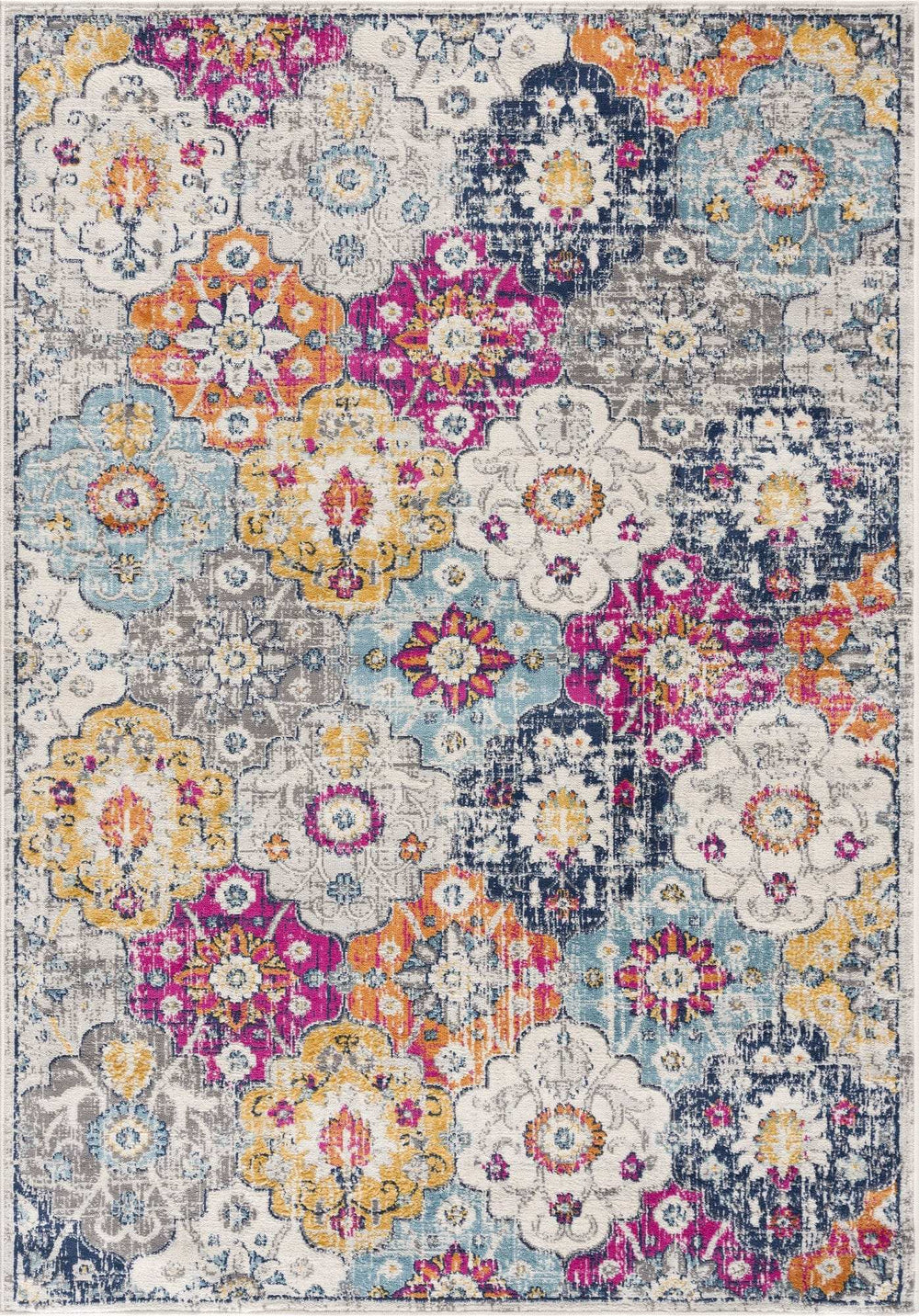 5' X 7' Blue and Ivory Floral Area Rug - Homeroots - Flyclothing LLC