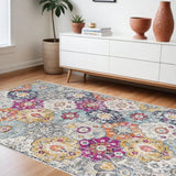 6' X 9' Blue and Ivory Floral Area Rug - Homeroots