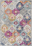 8' X 10' Blue and Ivory Floral Area Rug - Homeroots