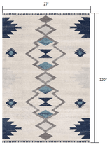 10' Runner Blue and Ivory Southwestern Runner Rug - Homeroots - Flyclothing LLC