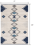 10' Runner Blue and Ivory Southwestern Runner Rug - Homeroots
