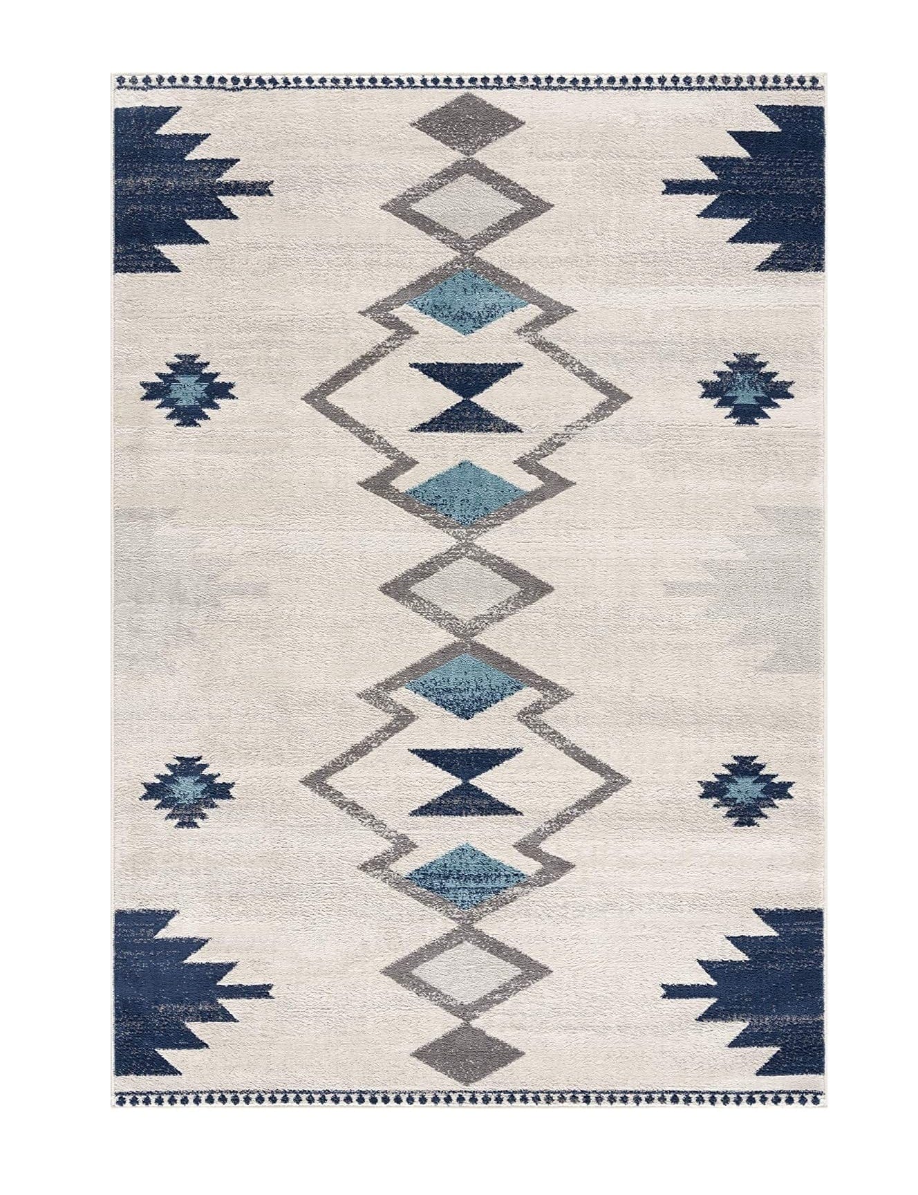 10' Runner Blue and Ivory Southwestern Runner Rug - Homeroots