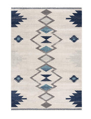 10' Runner Blue and Ivory Southwestern Runner Rug - Homeroots