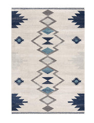 13' Runner Blue and Ivory Southwestern Runner Rug