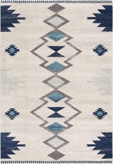 15' Runner Blue and Ivory Southwestern Runner Rug