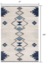 15' Runner Blue and Ivory Southwestern Runner Rug - Homeroots - Flyclothing LLC