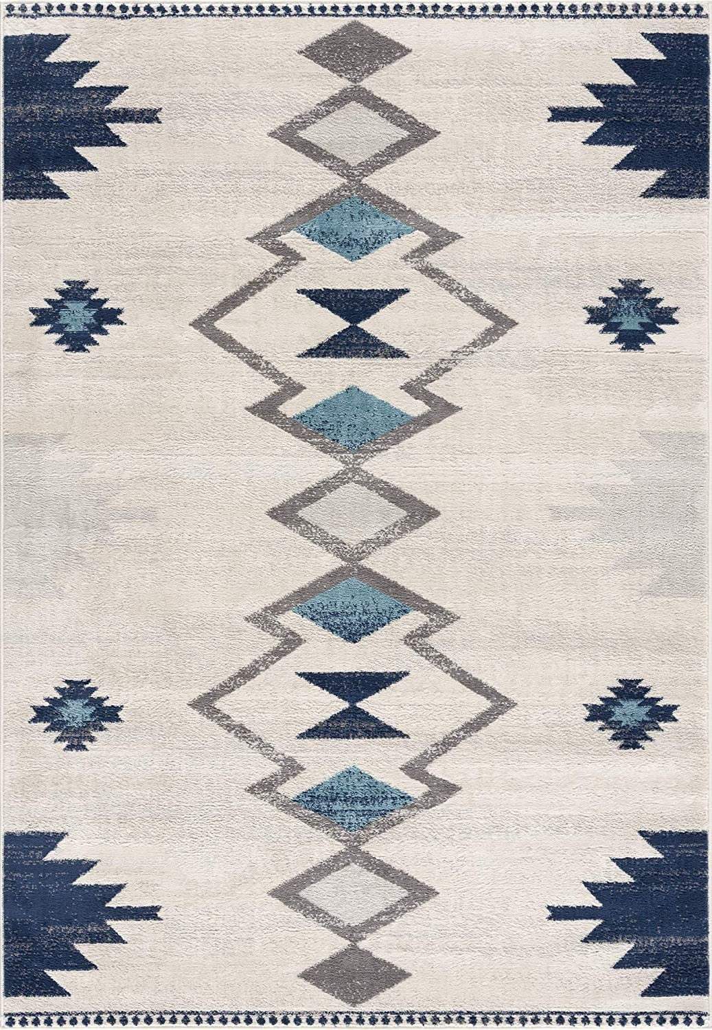 2' X 4' Blue and Ivory Southwestern Area Rug - Homeroots - Flyclothing LLC