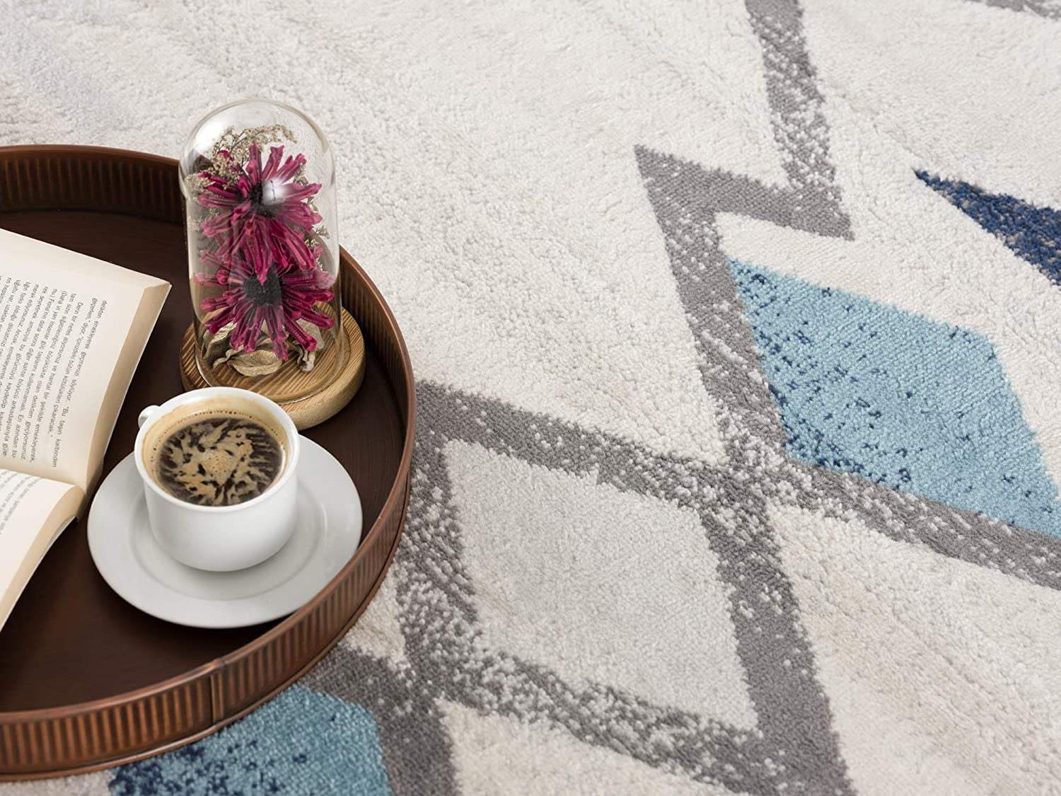 2' X 5' Blue and Ivory Southwestern Area Rug - Homeroots - Flyclothing LLC