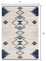 2' X 5' Blue and Ivory Southwestern Area Rug - Homeroots - Flyclothing LLC