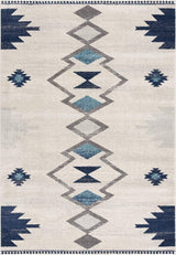 6' Runner Blue and Ivory Southwestern Area Rug - Homeroots - Flyclothing LLC