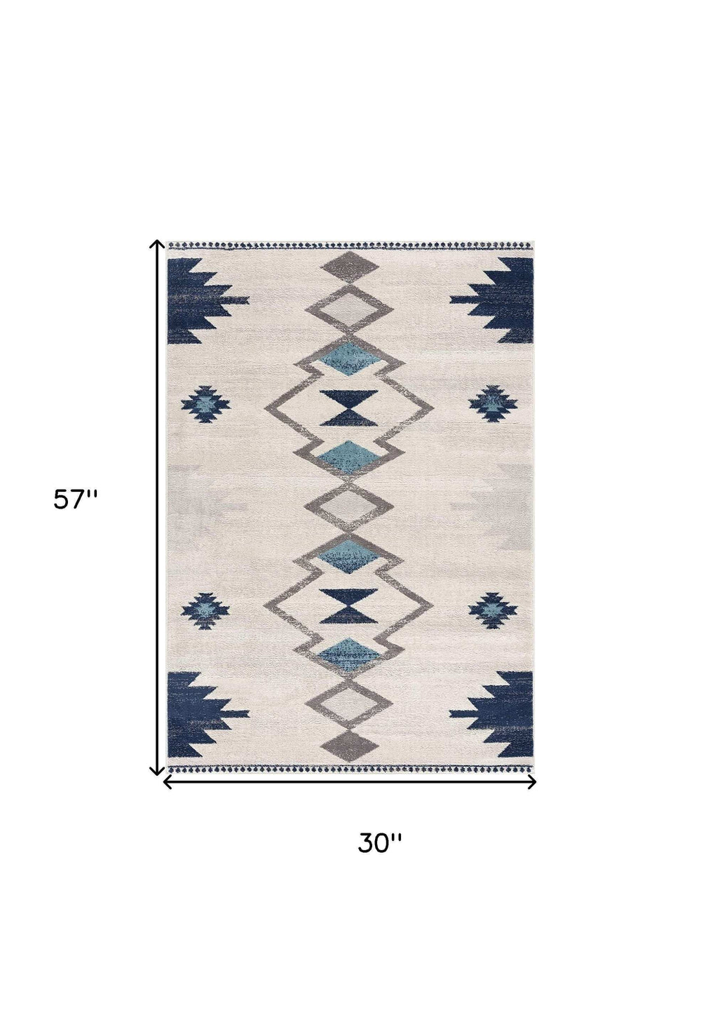 3' X 5' Blue and Ivory Southwestern Area Rug - Homeroots - Flyclothing LLC