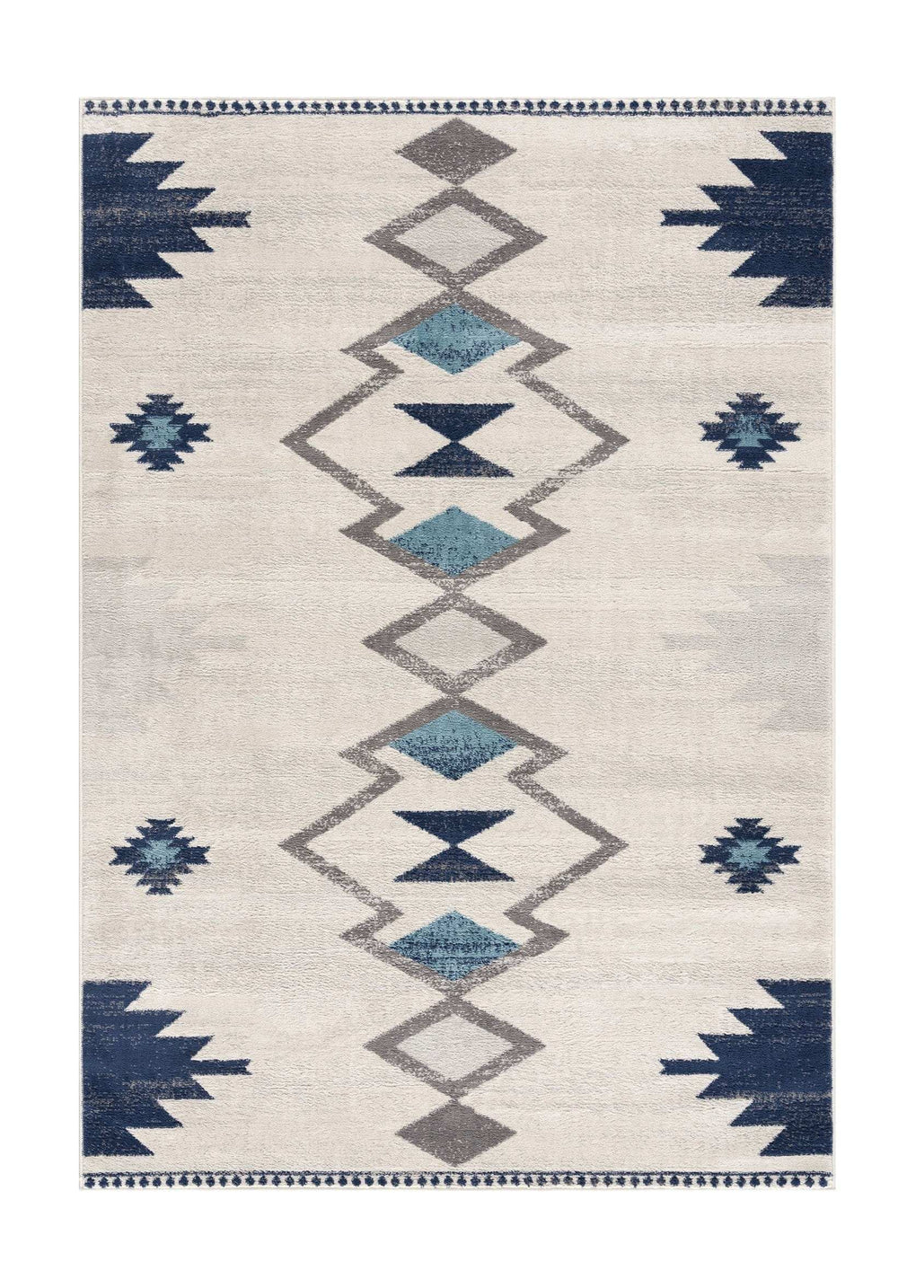 4' X 6' Blue and Ivory Southwestern Area Rug - Homeroots - Flyclothing LLC