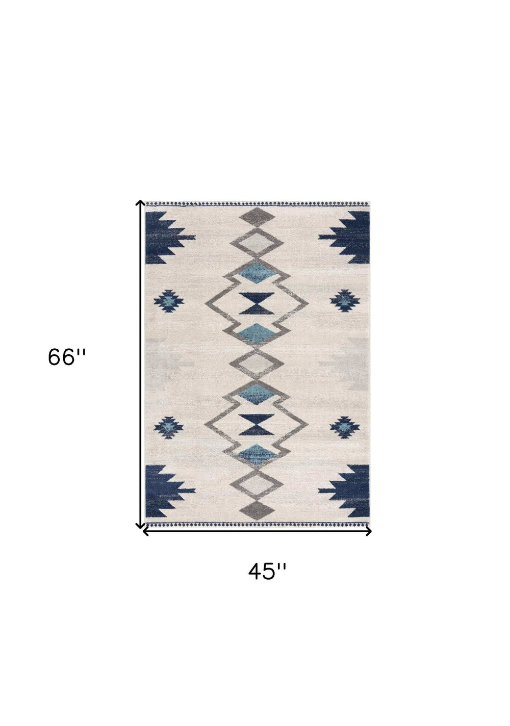 4' X 6' Blue and Ivory Southwestern Area Rug - Homeroots - Flyclothing LLC