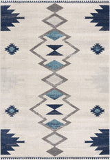 5' X 7' Blue and Ivory Southwestern Area Rug - Homeroots - Flyclothing LLC
