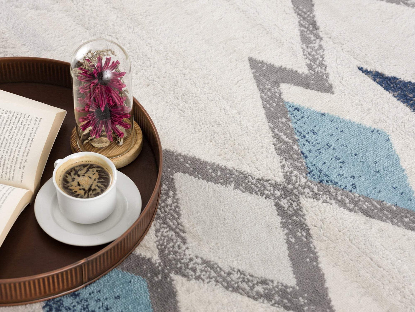 6' X 9' Blue and Ivory Southwestern Area Rug - Homeroots - Flyclothing LLC