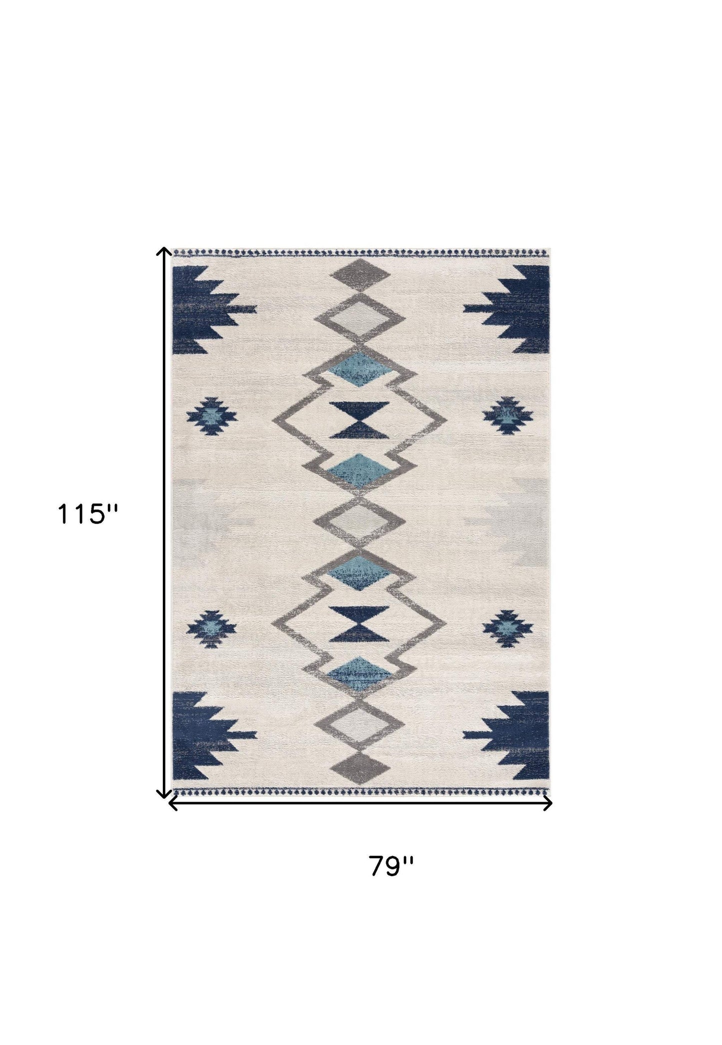 6' X 9' Blue and Ivory Southwestern Area Rug - Homeroots - Flyclothing LLC