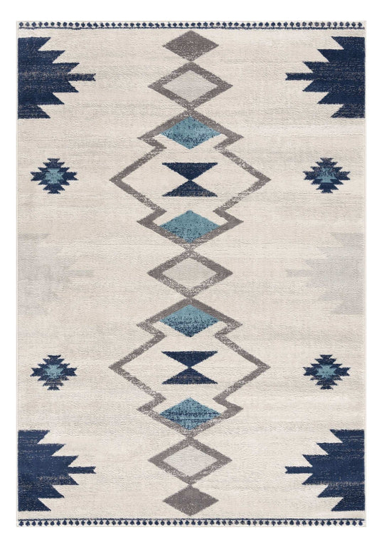 8' X 10' Blue and Ivory Southwestern Area Rug - Homeroots - Flyclothing LLC