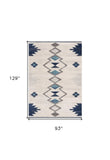 8' X 10' Blue and Ivory Southwestern Area Rug - Homeroots - Flyclothing LLC