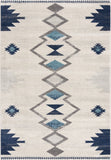 9' X 13' Navy and Ivory Tribal Pattern Area Rug - Homeroots
