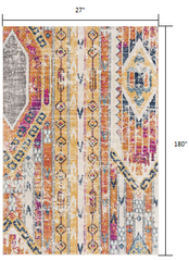 15' Runner Gold and Ivory Southwestern Runner Rug