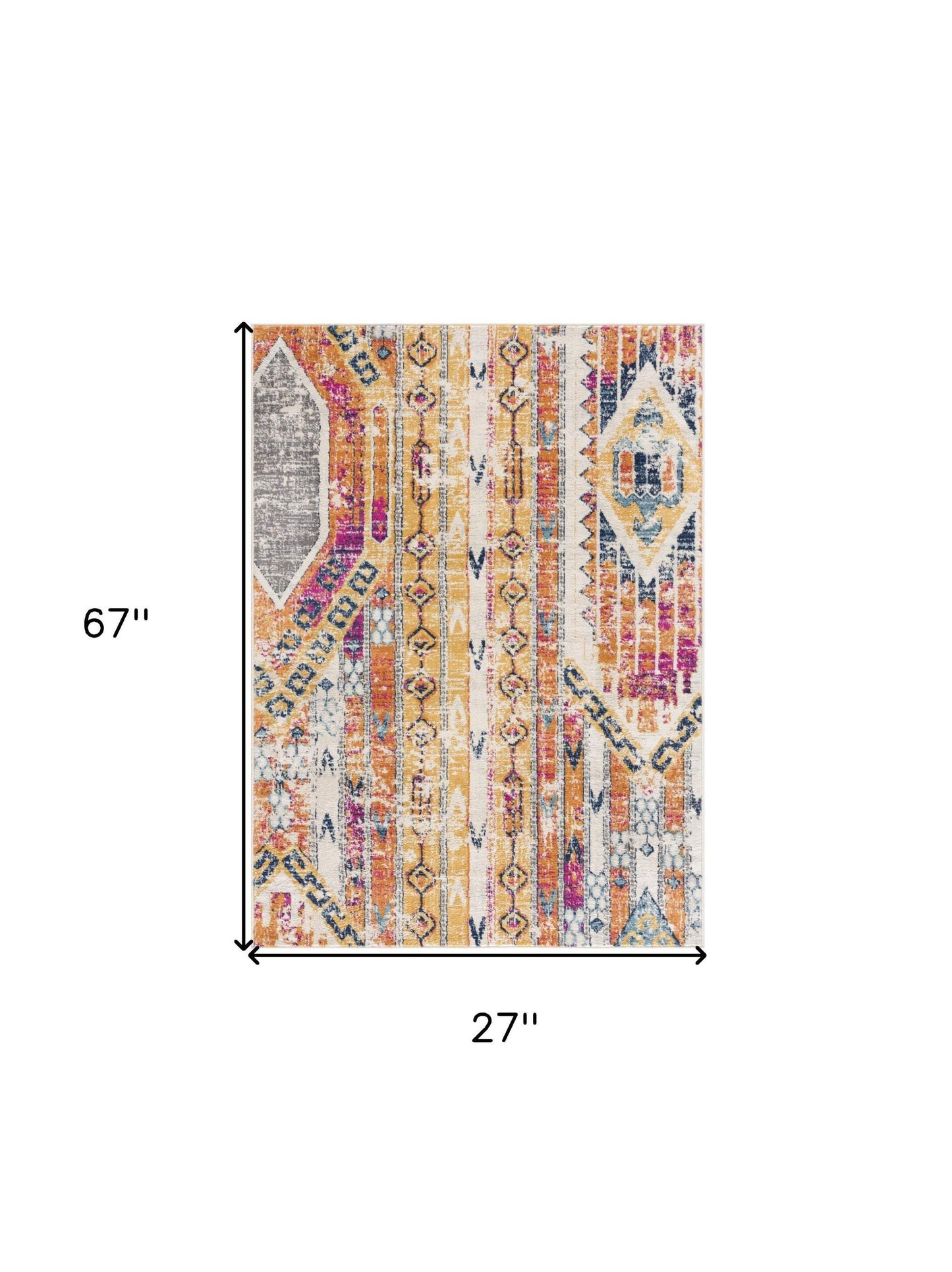 2' X 6' Gold And Ivory Southwestern Area Rug - Homeroots - Flyclothing LLC