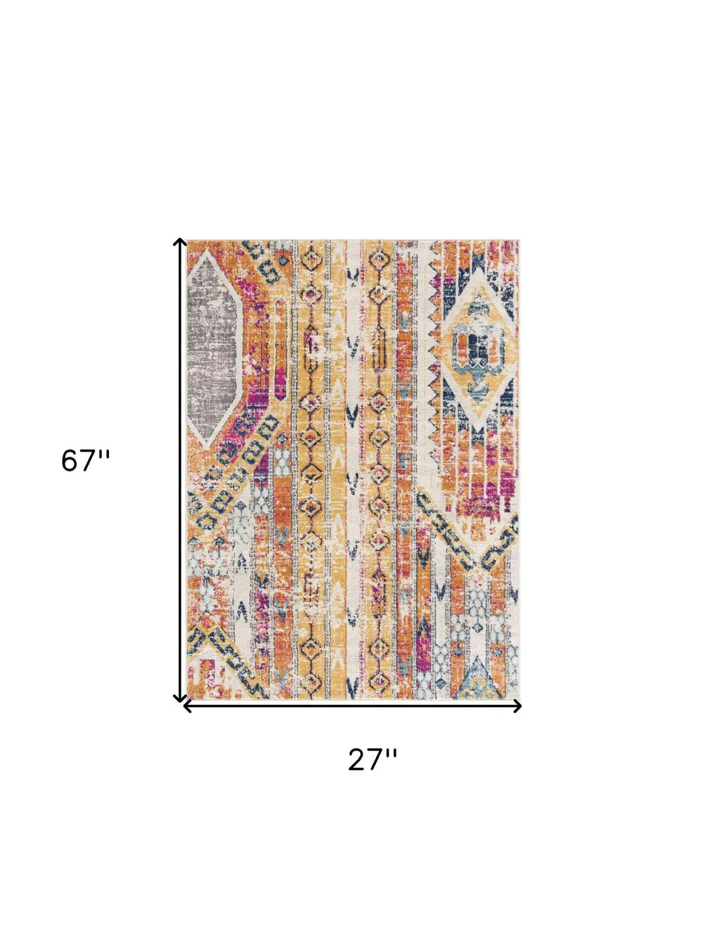 2' X 6' Gold And Ivory Southwestern Area Rug - Homeroots - Flyclothing LLC