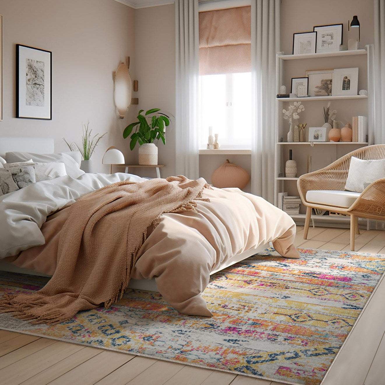 8' X 10' Gold and Ivory Southwestern Area Rug - Homeroots - Flyclothing LLC
