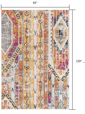 8' X 10' Gold and Ivory Southwestern Area Rug - Homeroots - Flyclothing LLC