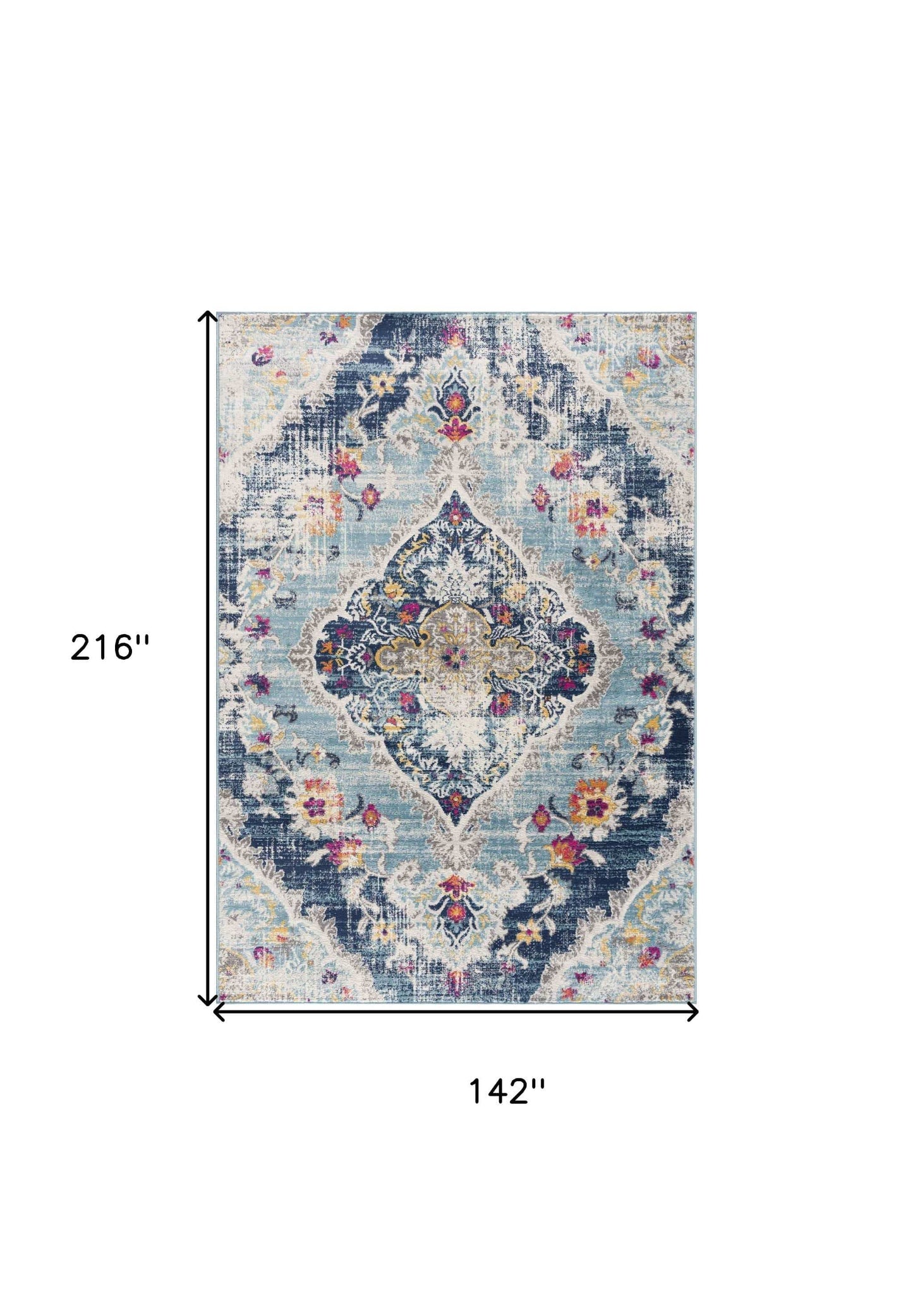 12' X 18' Blue Oriental Washable Non Skid Area Rug - Homeroots - Flyclothing LLC