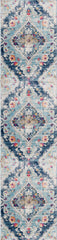 10' Runner Blue and Ivory Medallion Runner Rug